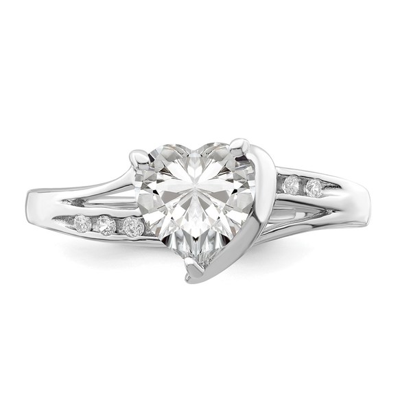 925 Sterling Silver Rhodium Plated CZ (Cubic Zirconia) Heart Ring - Picture 5 of 6